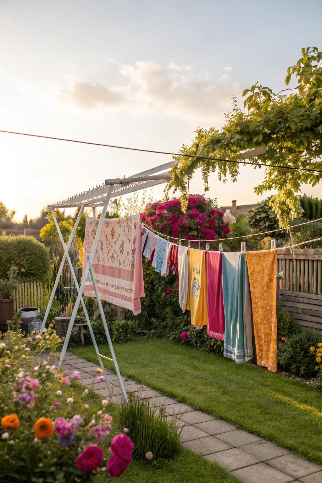 A pop-up clothesline offers flexibility and convenience.