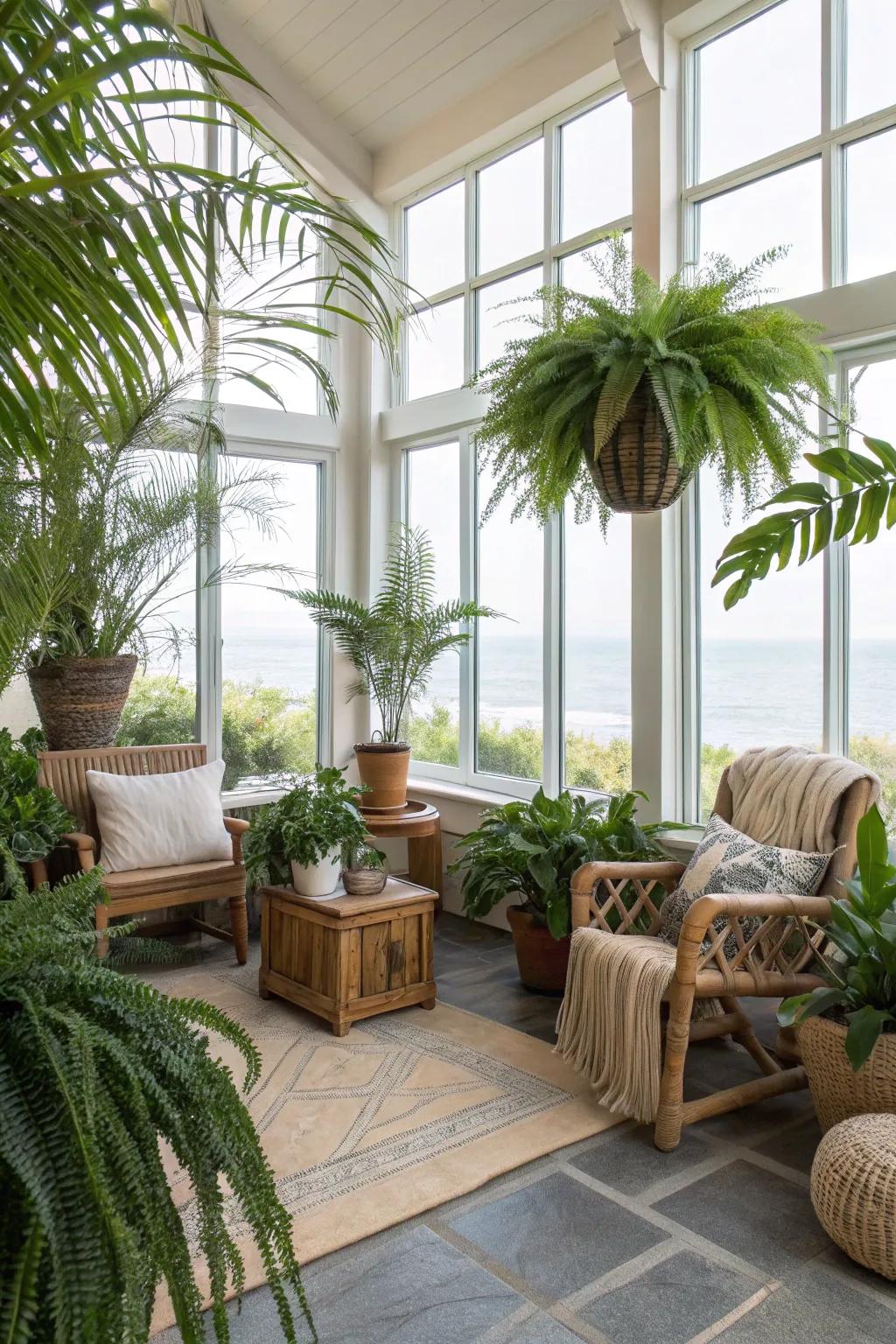 Greenery adds vibrancy and a refreshing touch.
