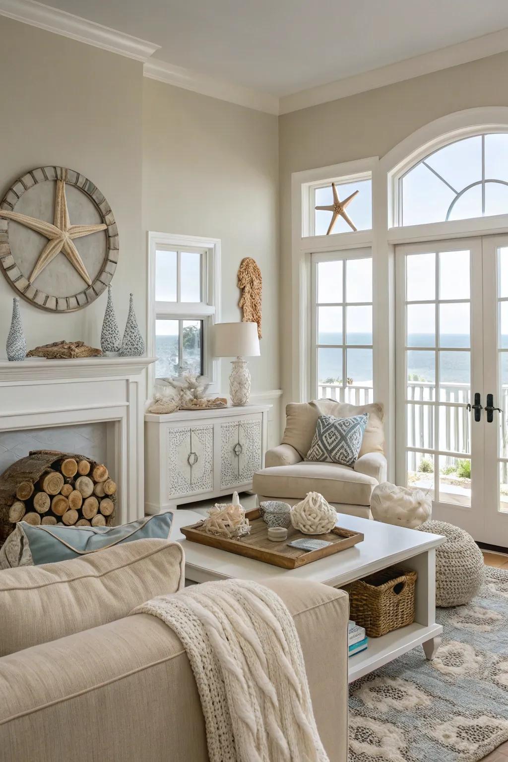A subtle setting allowing coastal accents to stand out.