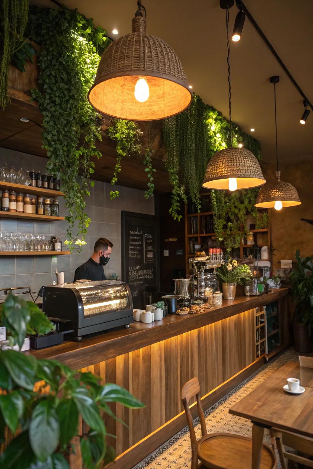 Illumination can transform the mood of your coffee space.