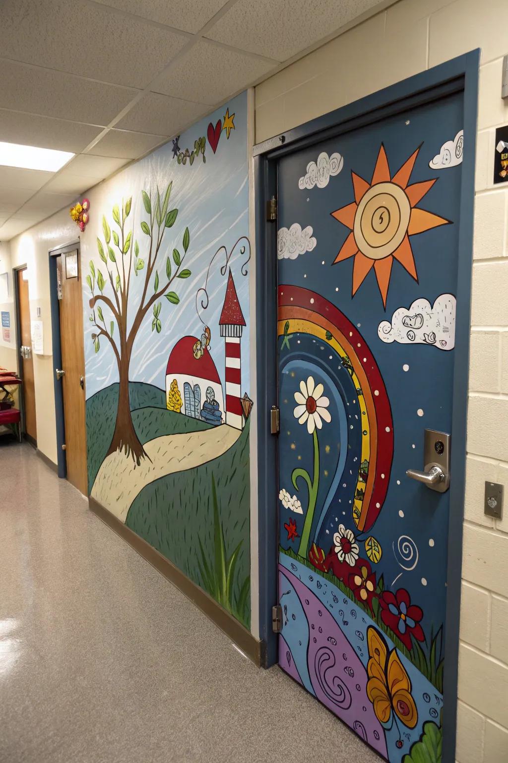 A door changed into a masterpiece of artistic expression.