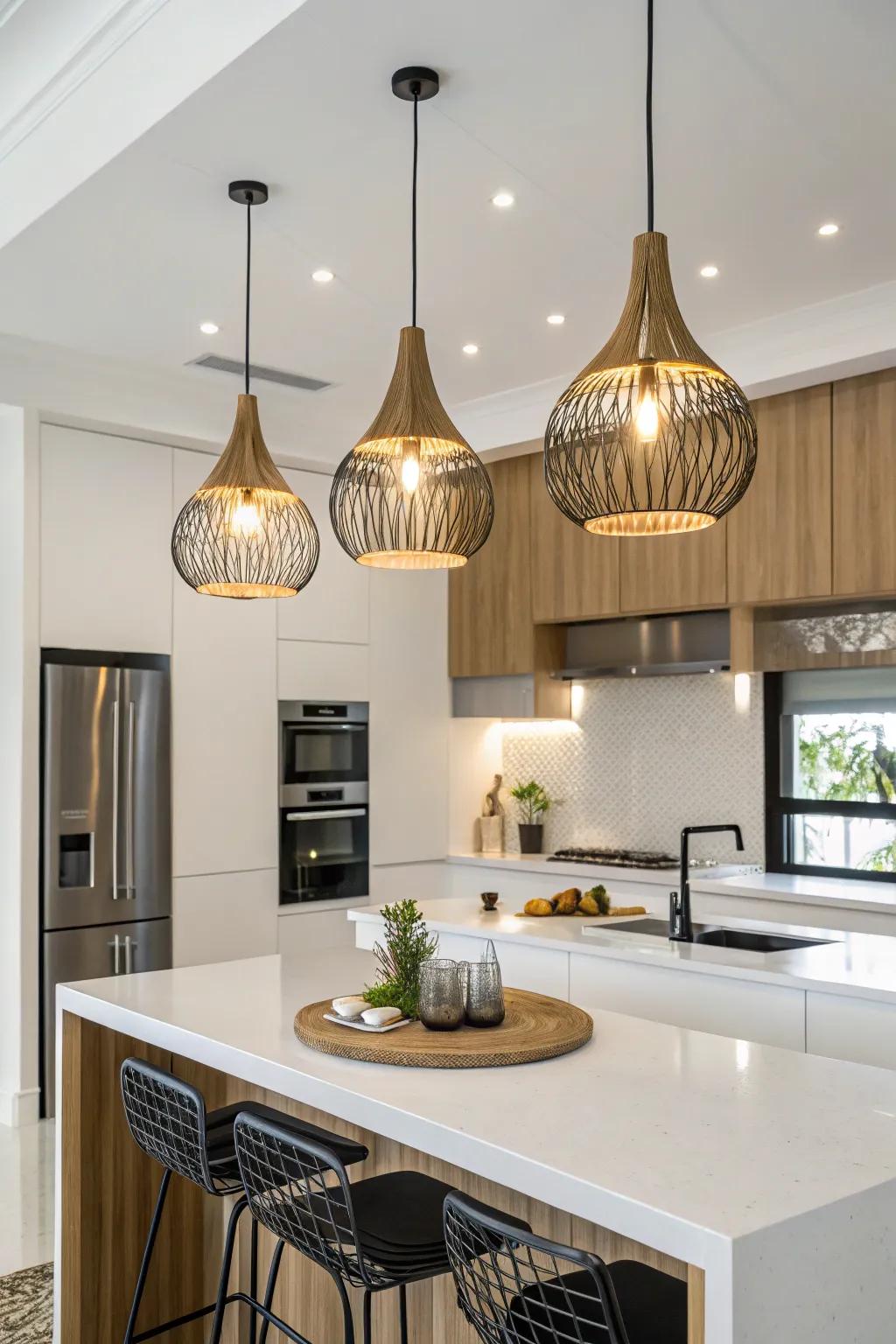 Innovative lighting fixtures add both style and functionality.