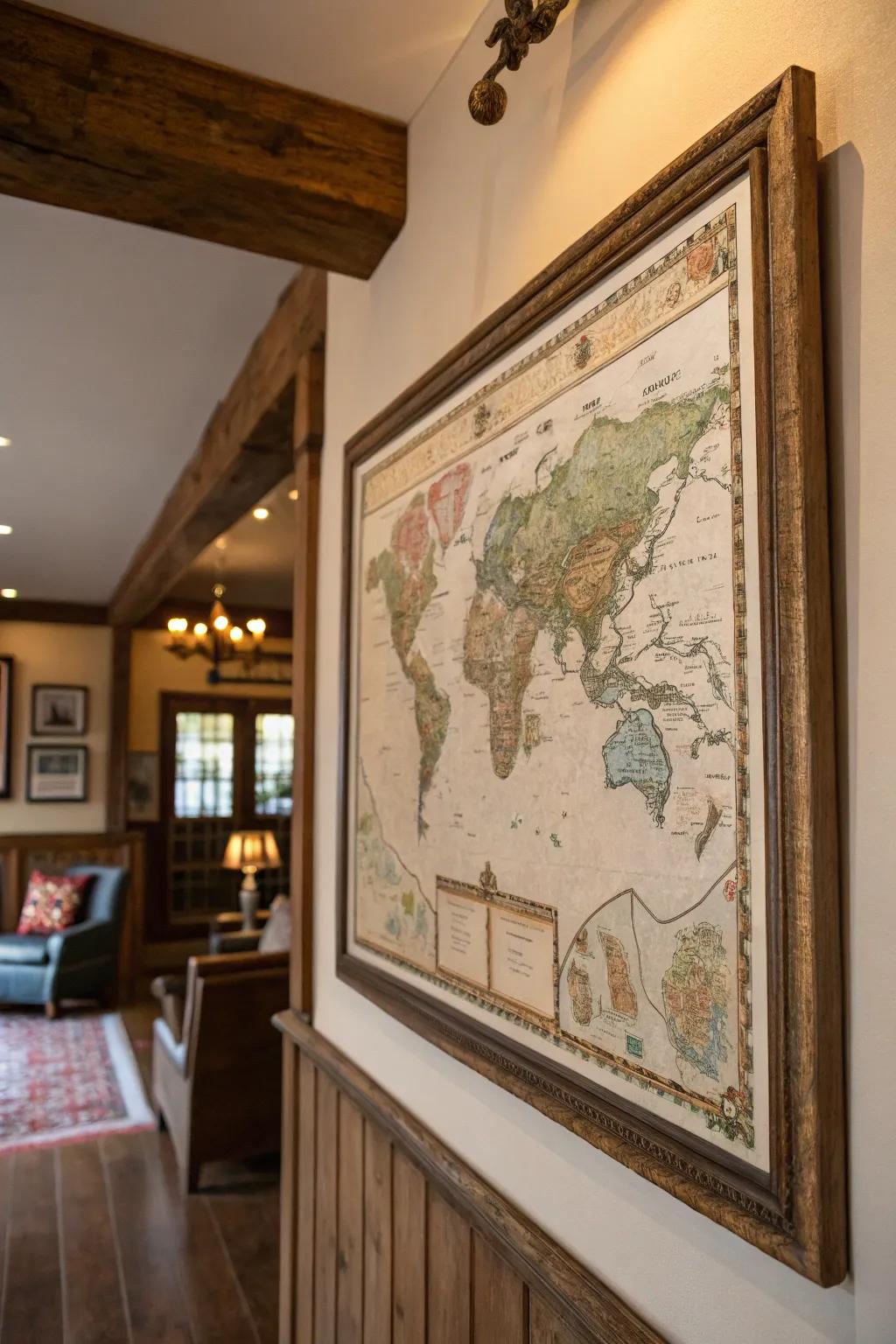 Vintage maps add history and adventure.