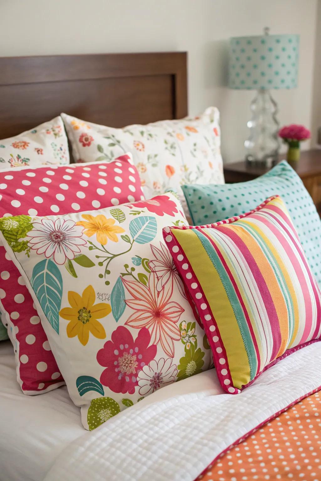 Varied pillows add layers of comfort and style to your bed.