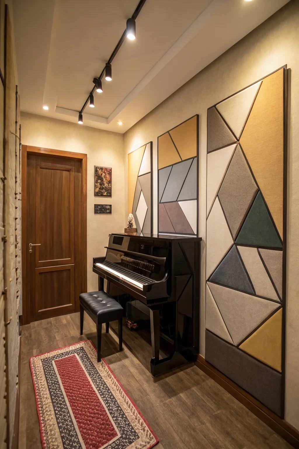 Sound-absorbing boards enhance sound quality.