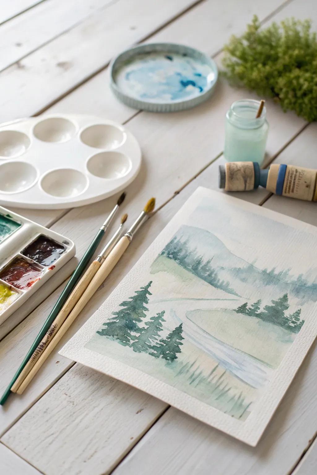 With watercolor vistas, let your creativity run wild; allow the simplicity of nature to fuel your artistic endeavors.