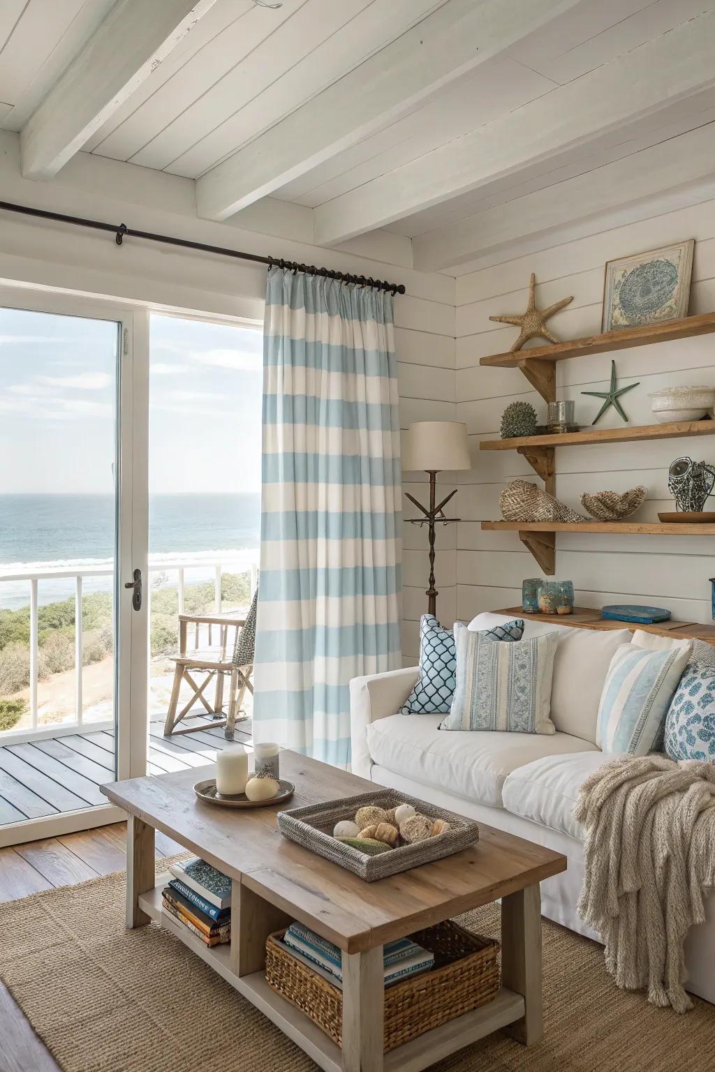 Ocean-themed stripes bring a touch of the coast to your home.