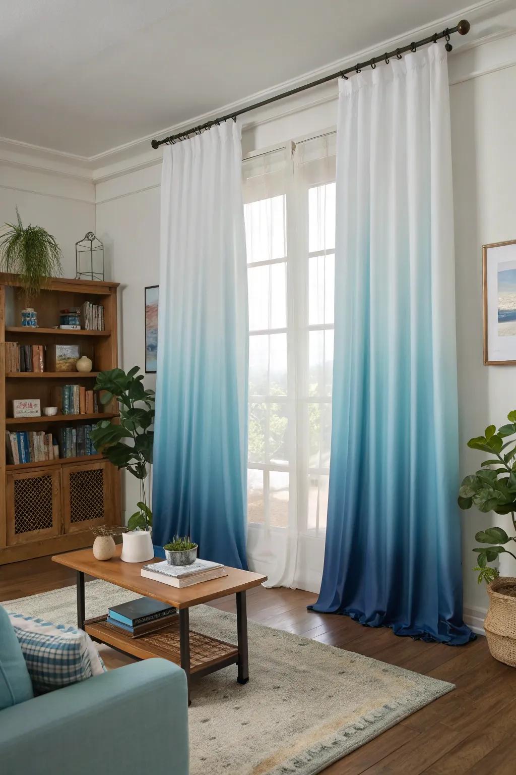 Curtains with gradient effects impart an innovative accent.