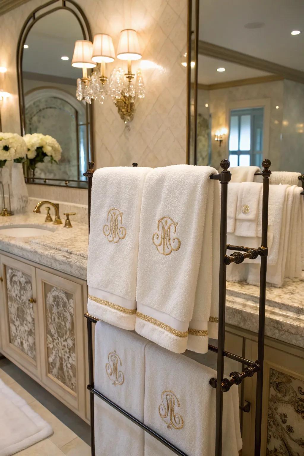 Monogrammed towels for a touch of elegance.
