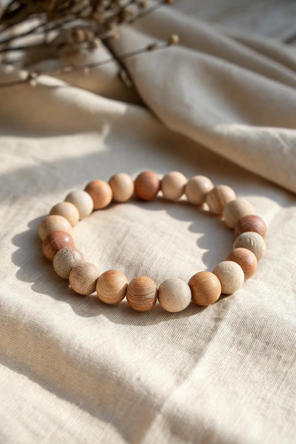 Accept the allure of simplicity with this eco-conscious wooden gem armlet, suited for a sustainable and fashionable accent.