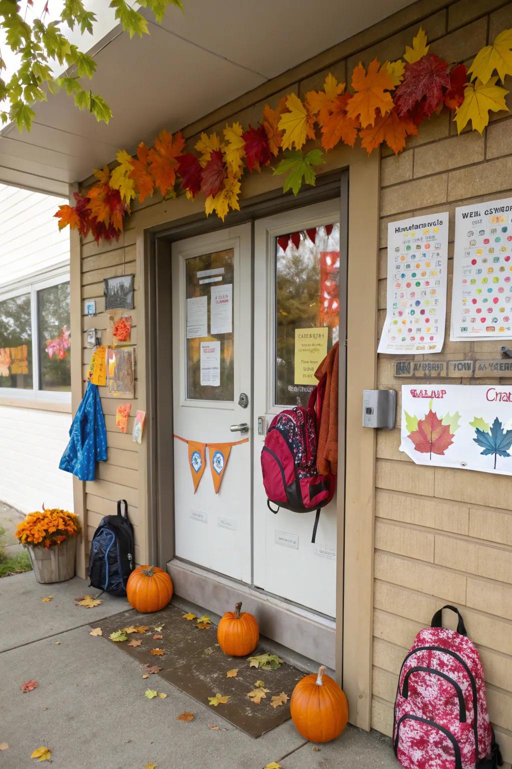 Welcoming Autumn doorway and bulletin board synchronization.