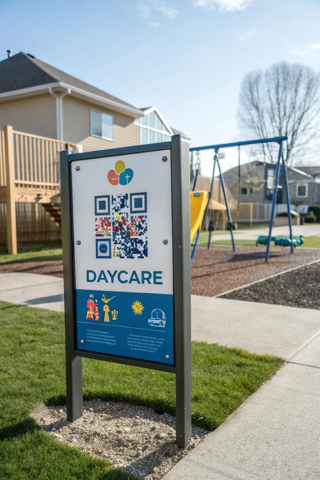 Participatory QR codes present on the daycare marker facilitate effortless entry to additional information.