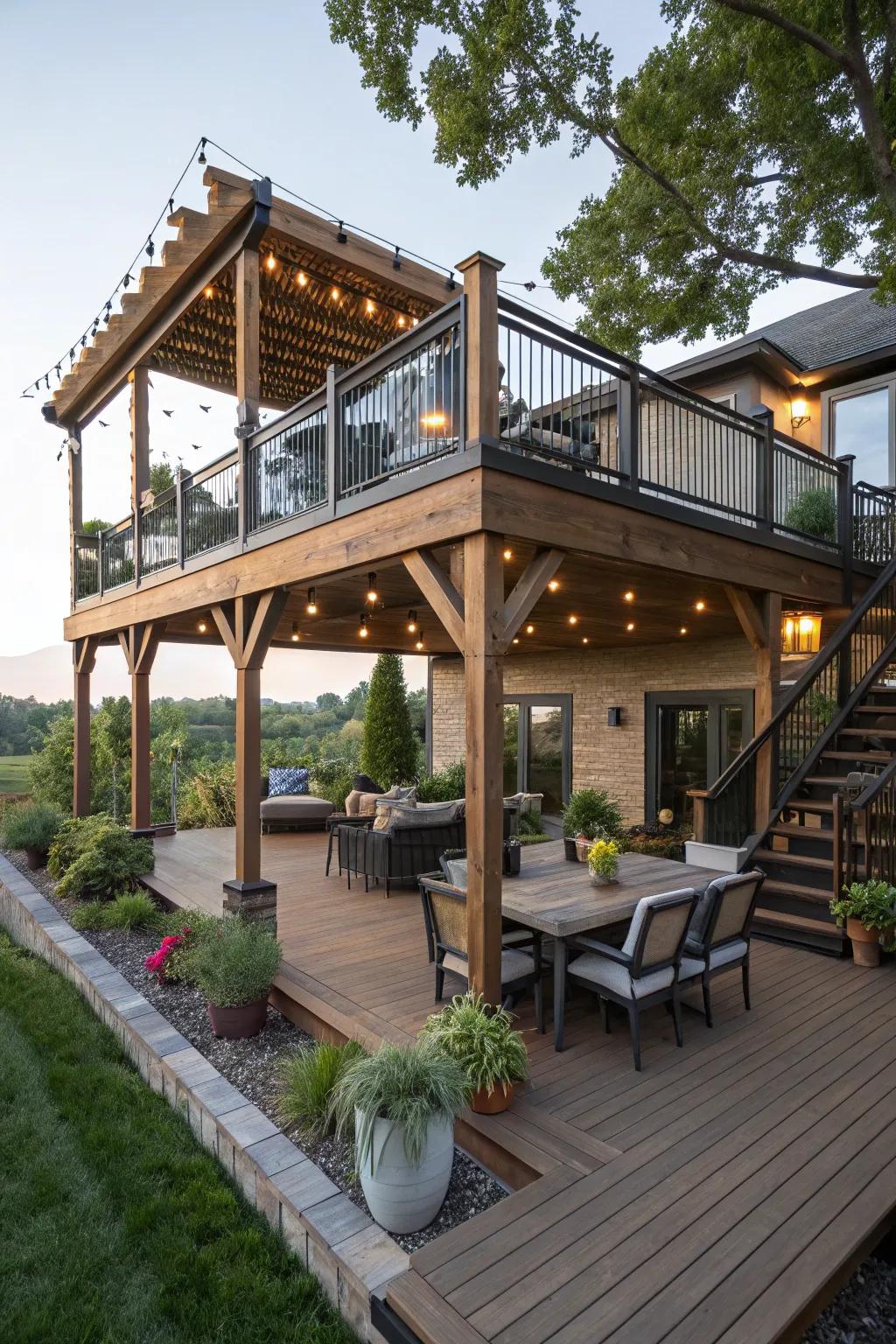Optimize space with a multi-tiered deck.