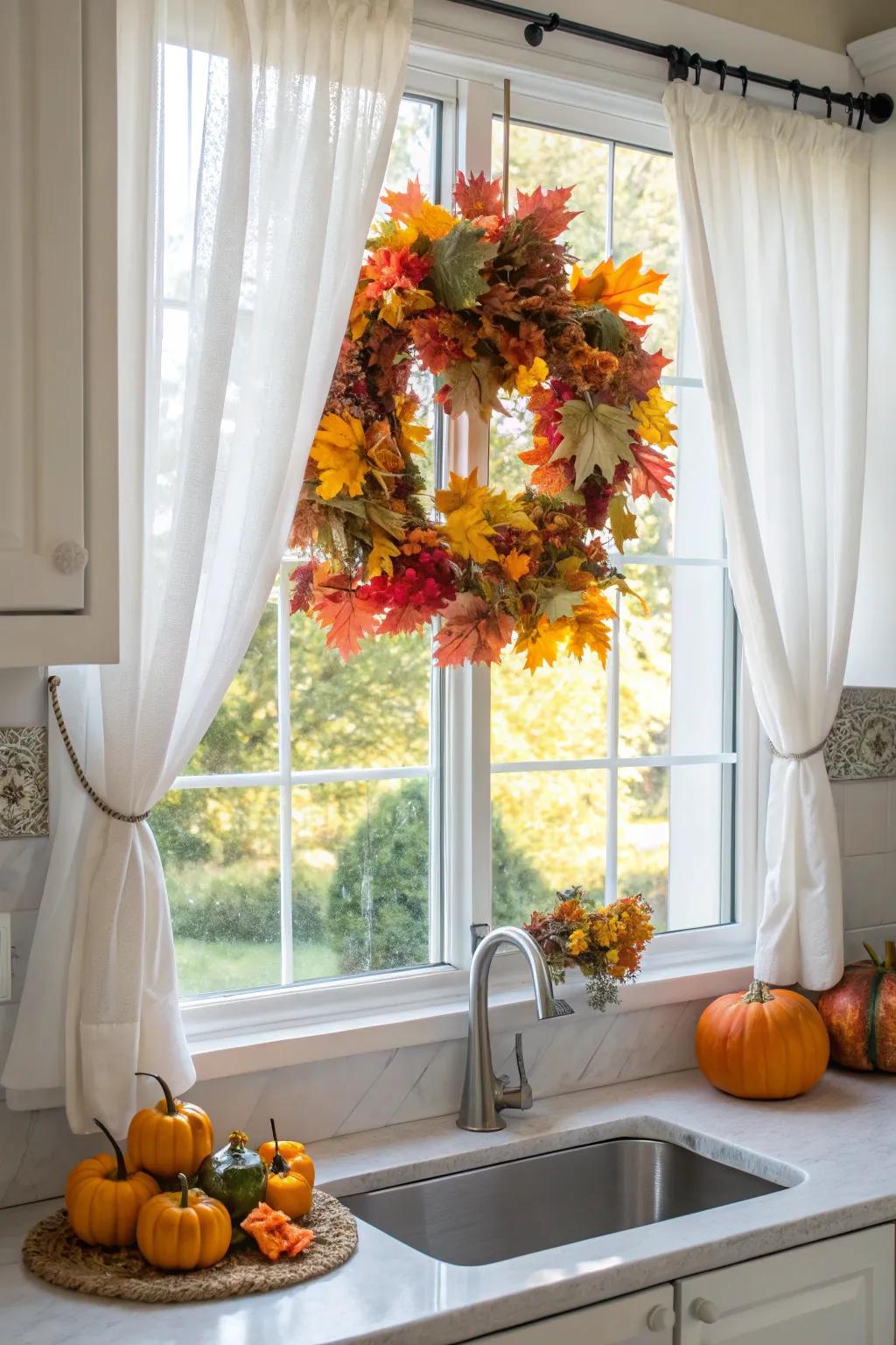 Seasonal decorations bring a festive vibe to the kitchen.