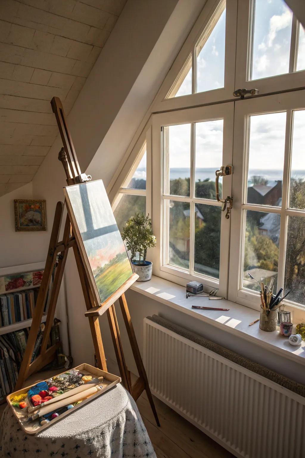 An art studio where inspiration encounters sunlight.