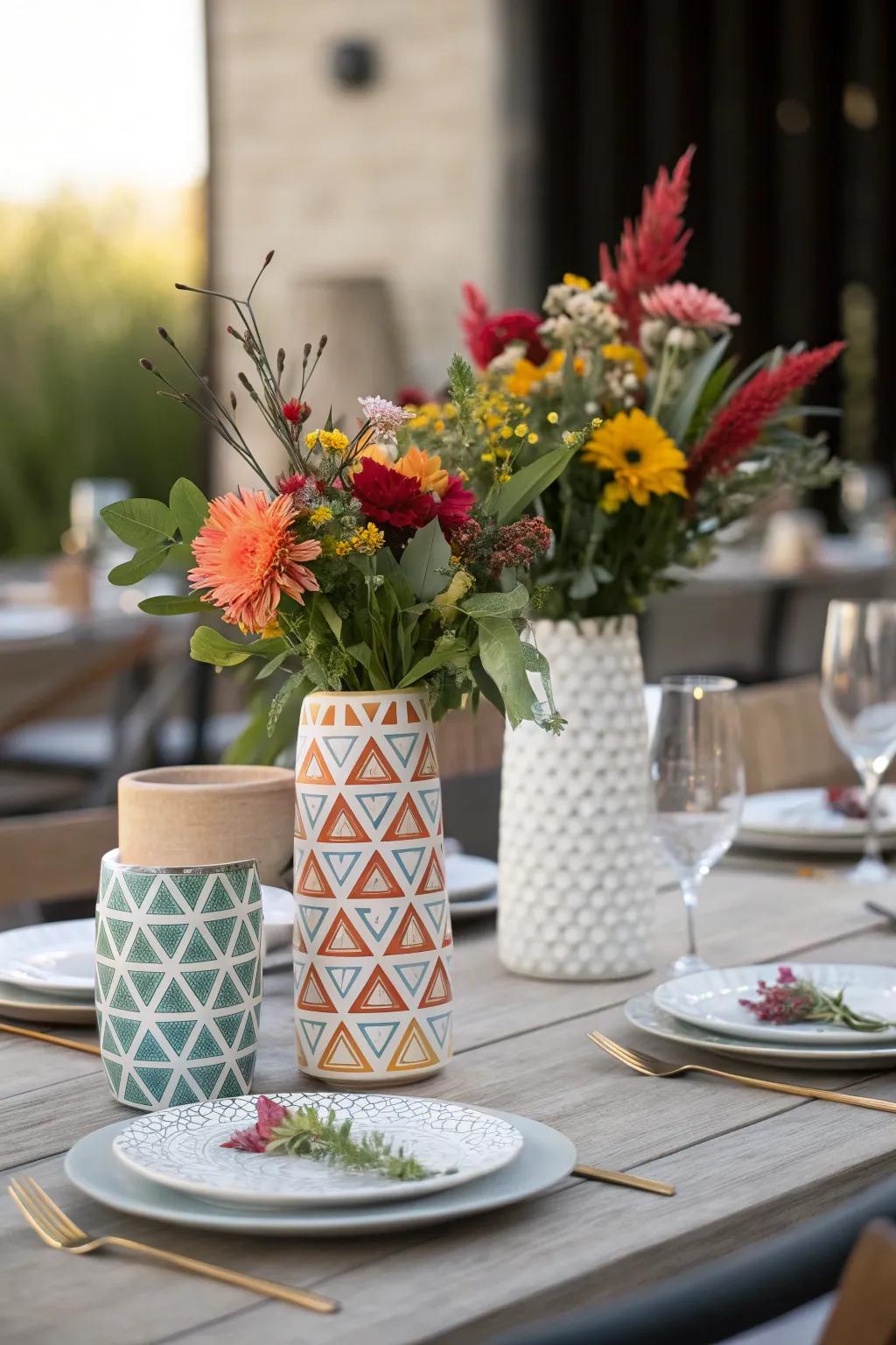 Dynamic contours add visual intrigue and modern flair to the dining table.