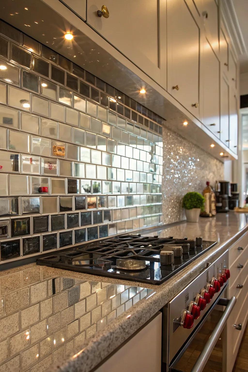 Mirror squares enhance light and space, adding a touch of elegance.