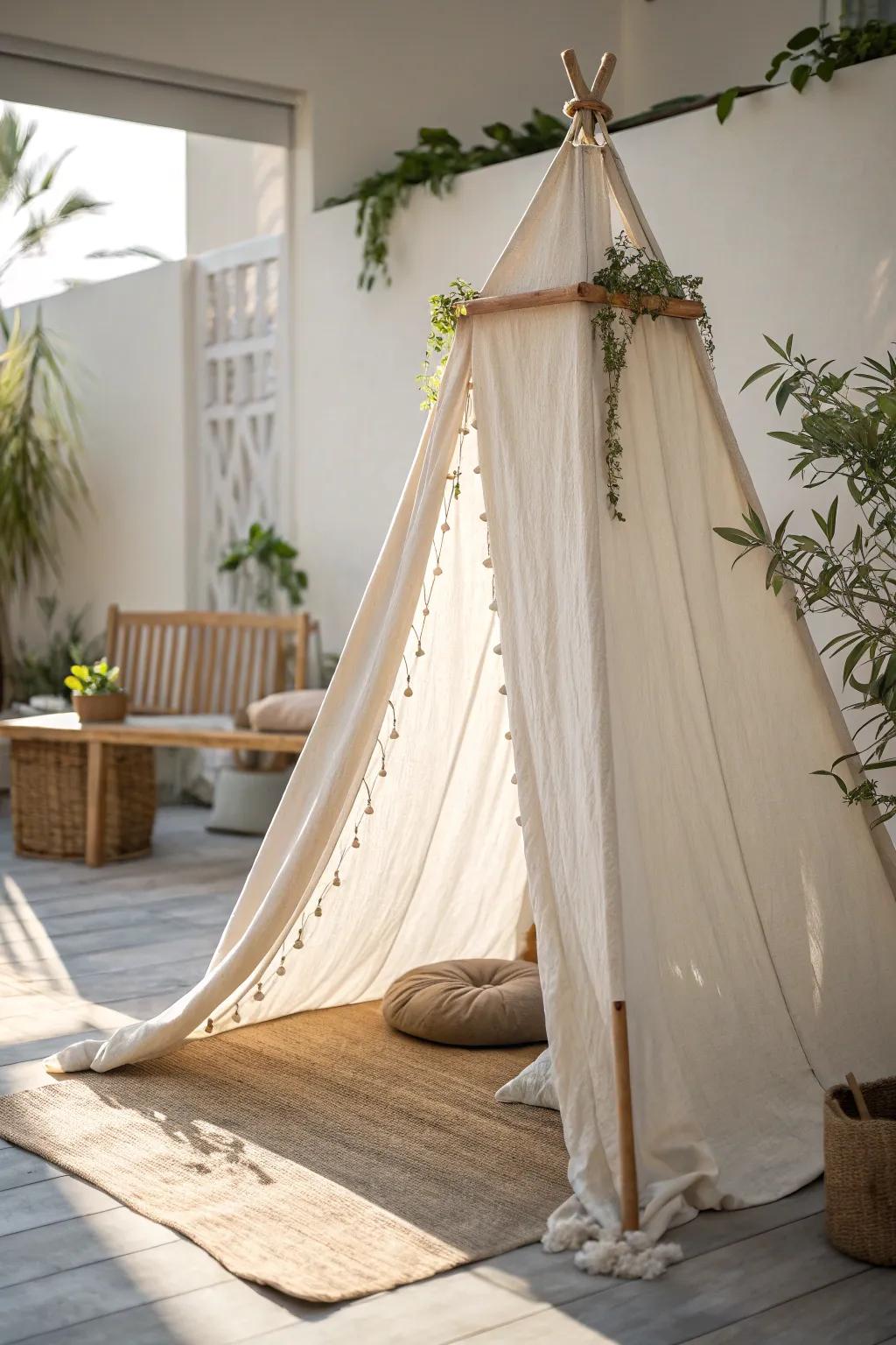 Establish your personal serene getaway with this beautiful material-enclosed shade tent. Ideal for appending a hint of minimalist polish to any area.