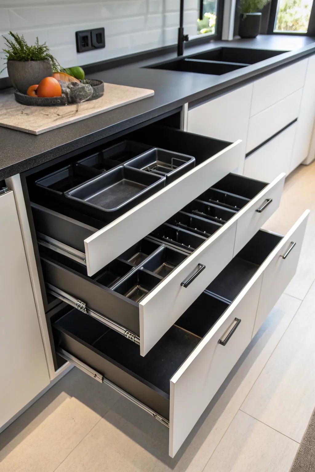 Dark interiors infuse elegance and sophistication into your drawers
