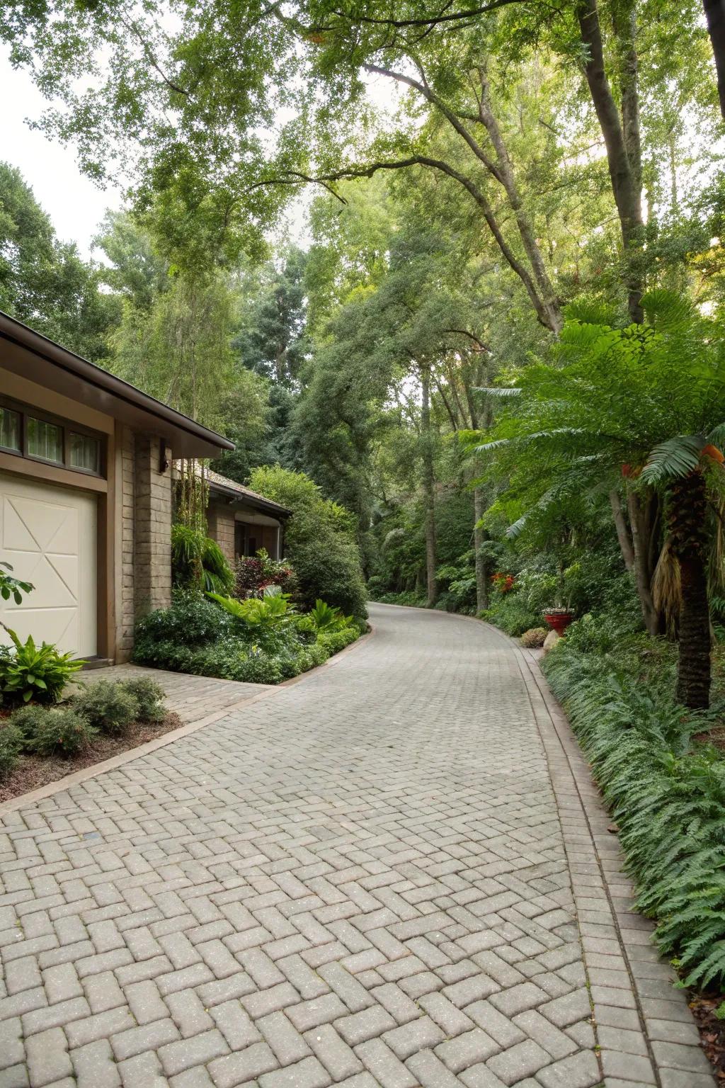 Environmentally-Friendly driveways with absorptive ground stones encourage sustainability.