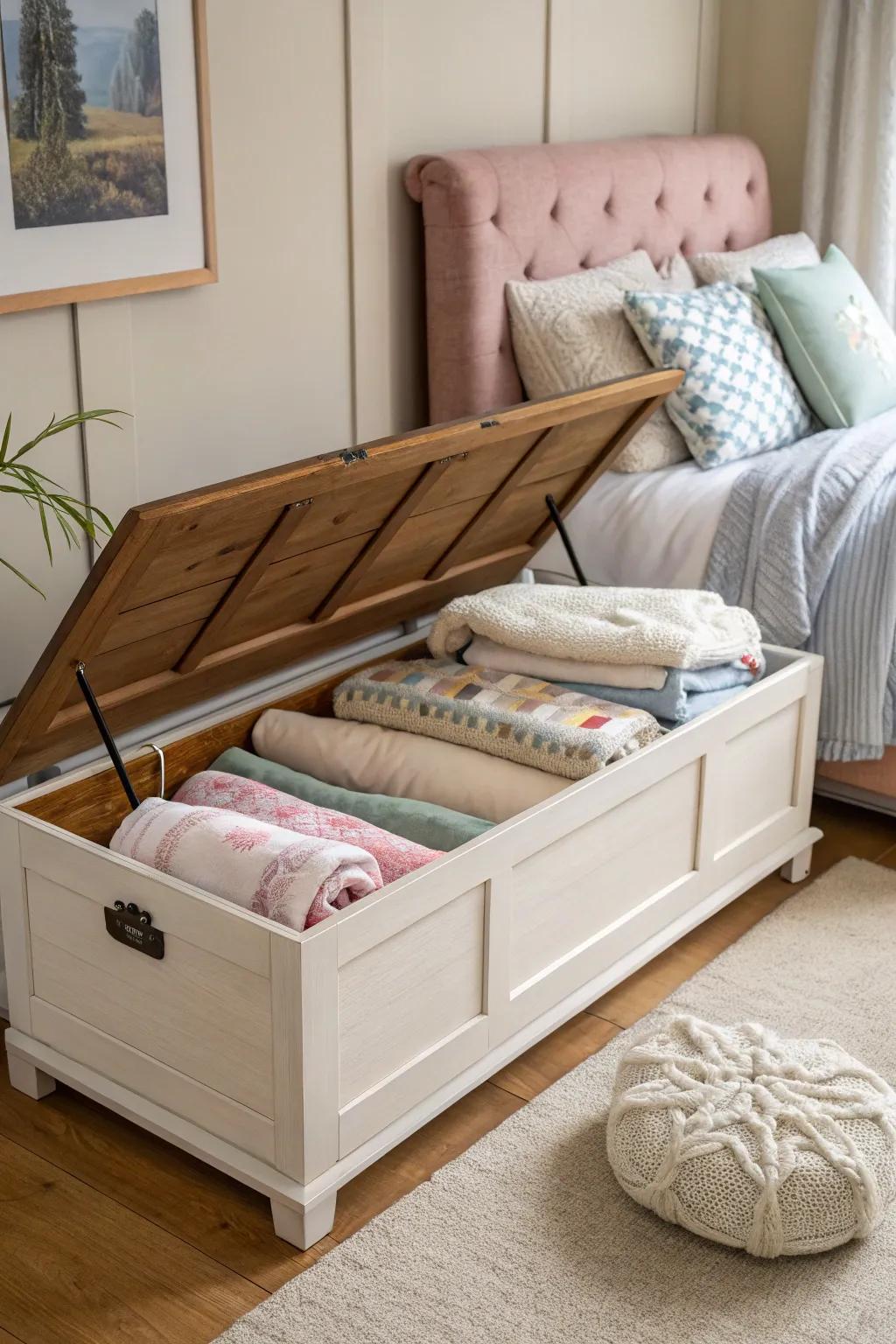 A storage bench seamlessly marries practicality with style.