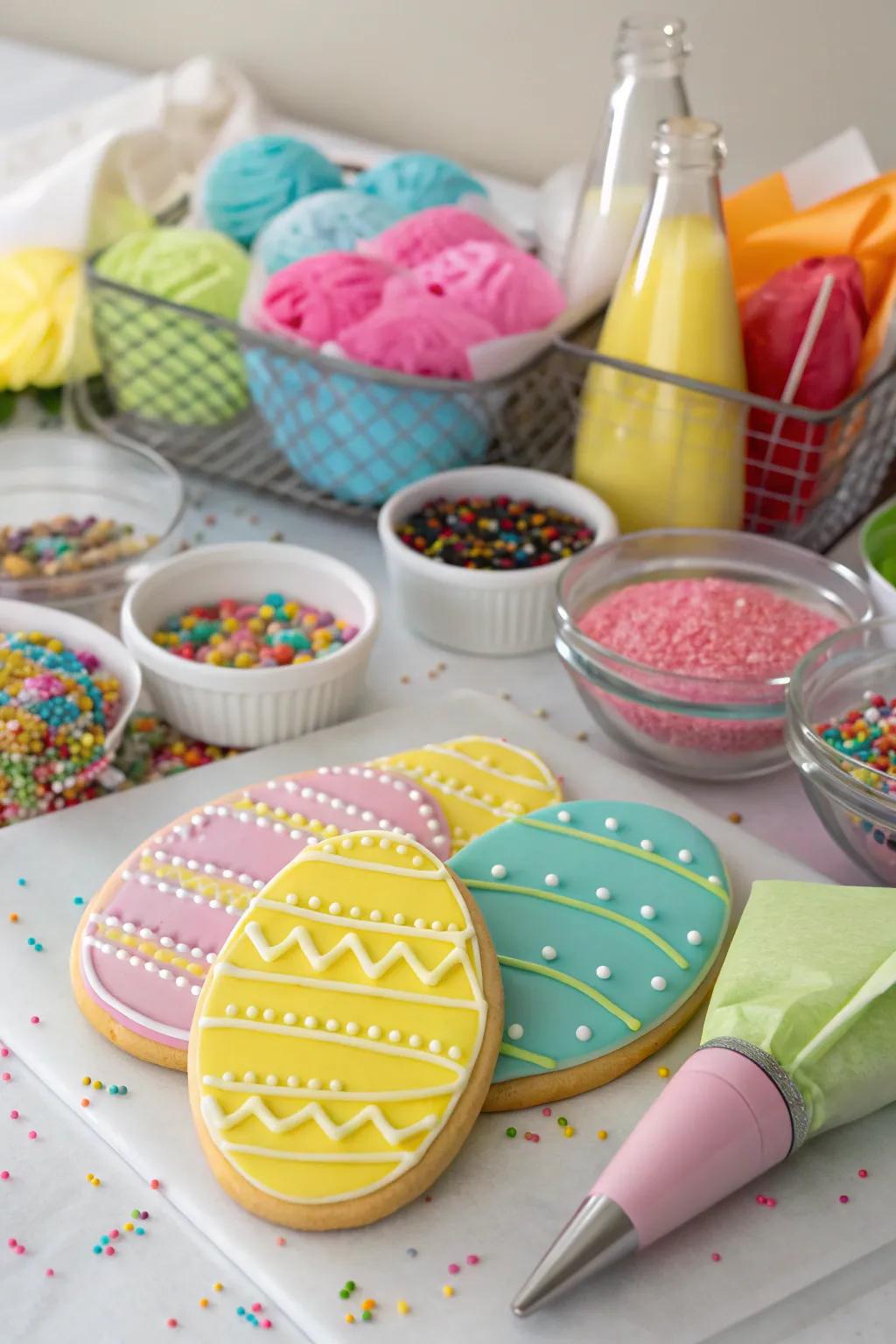 A playful and interactive Easter egg bread decorating station.