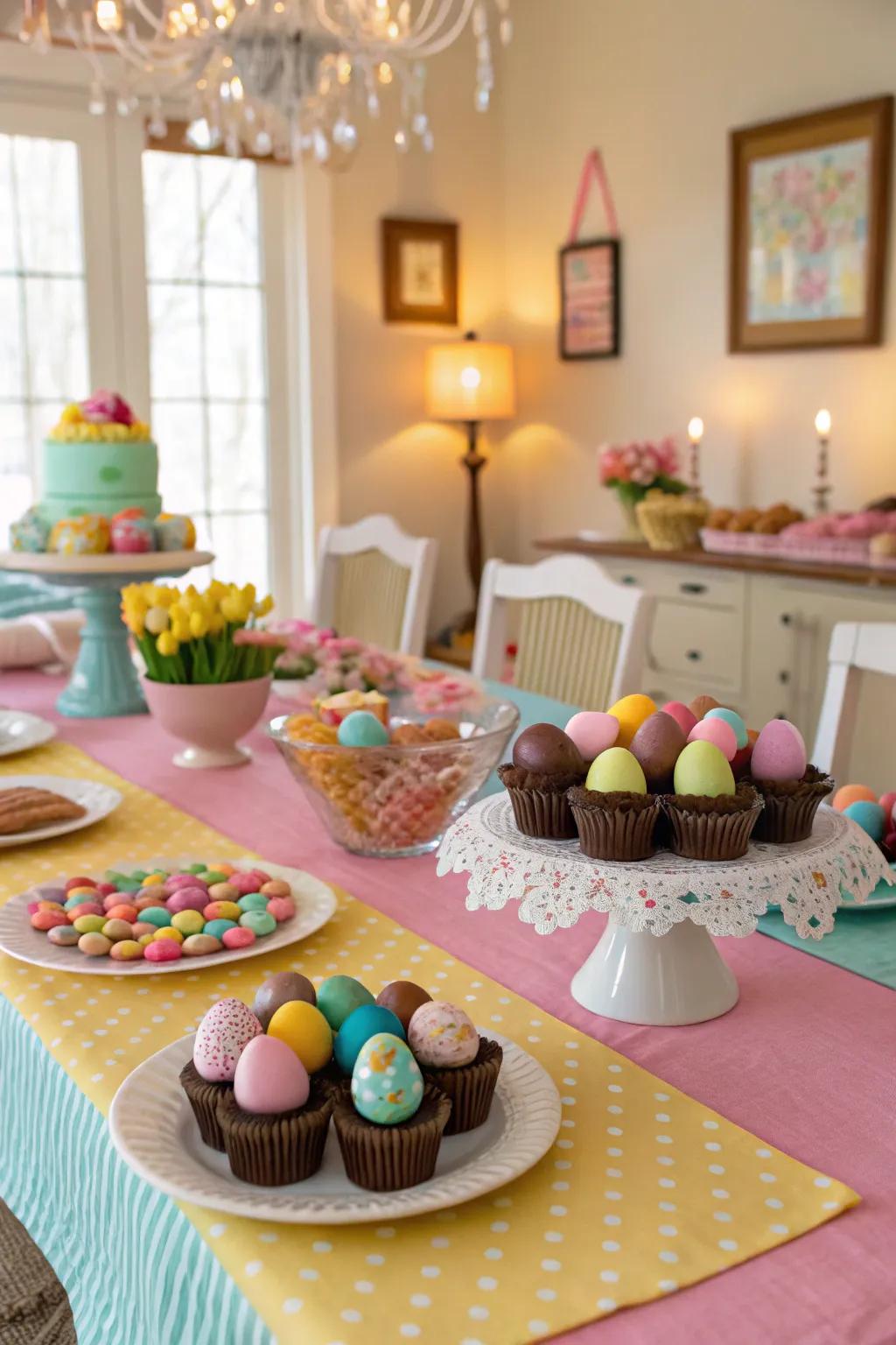 Edible decorations add a playful and delicious touch.
