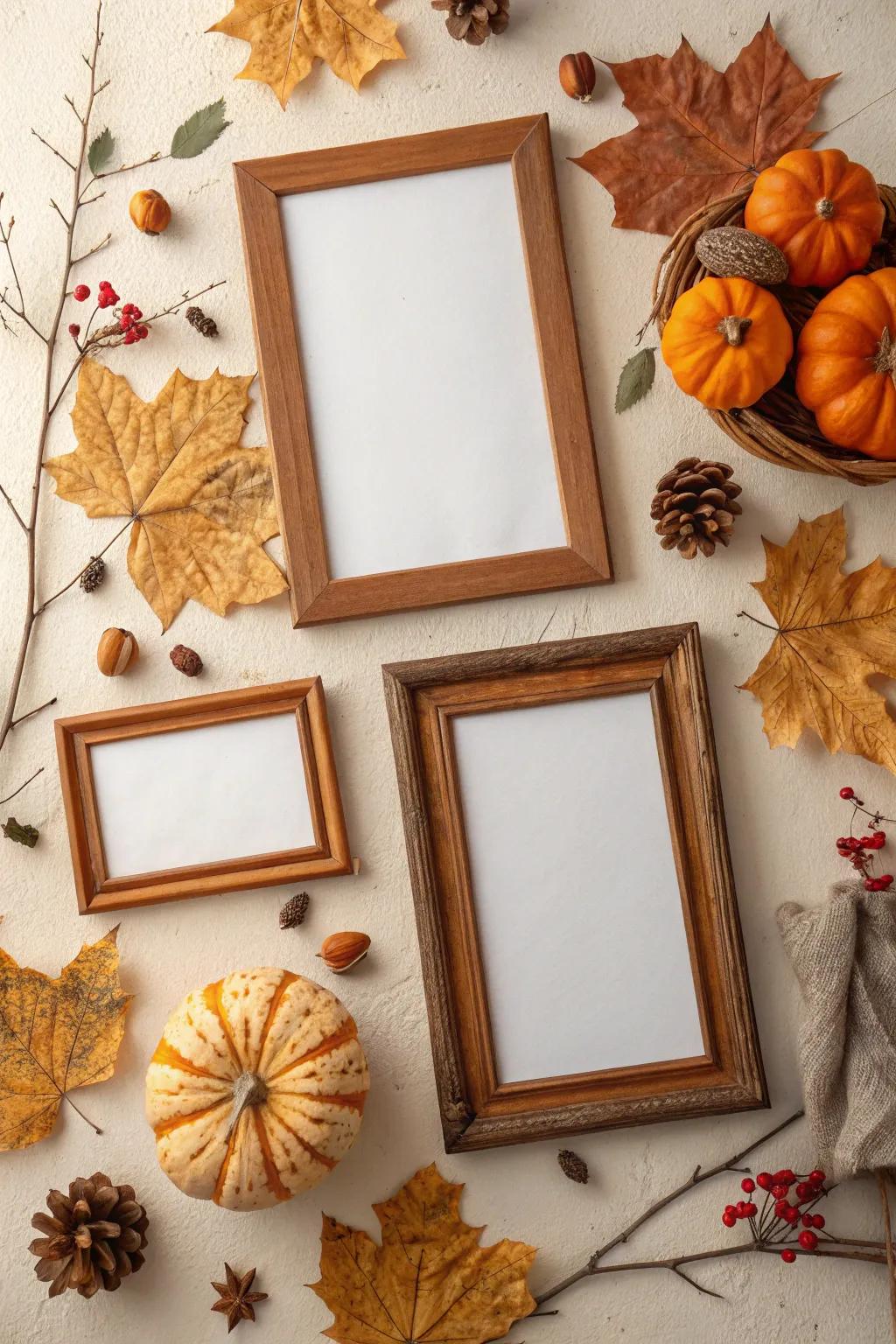 Seasonal frames bringing a fresh look to the room.