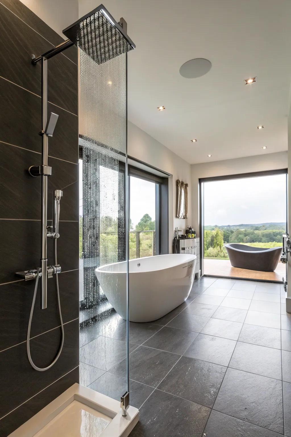 Wet rooms offer a fluid and spacious solution for small ensuites.
