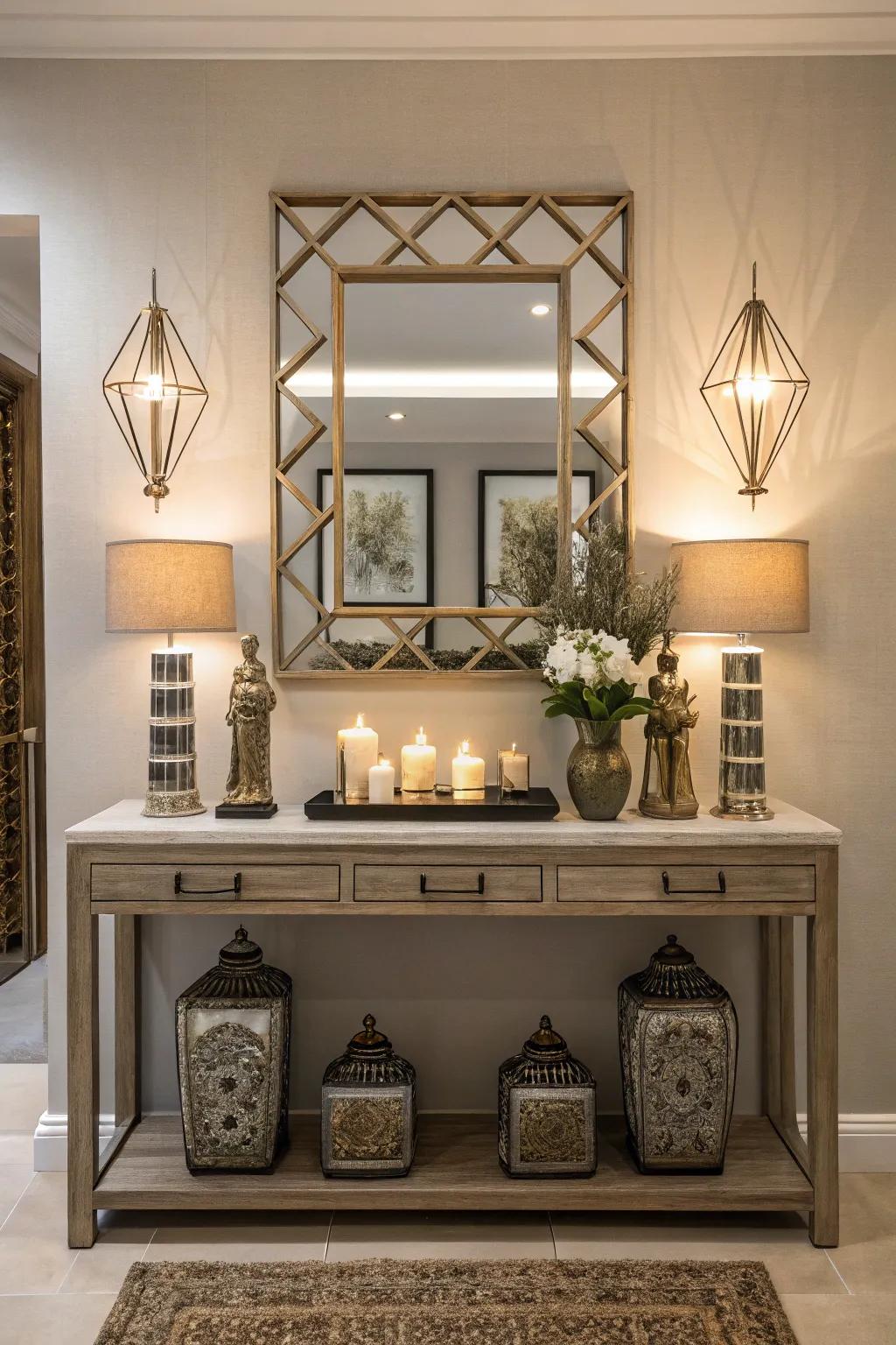 Symmetry brings harmony and order to your entryway decor.