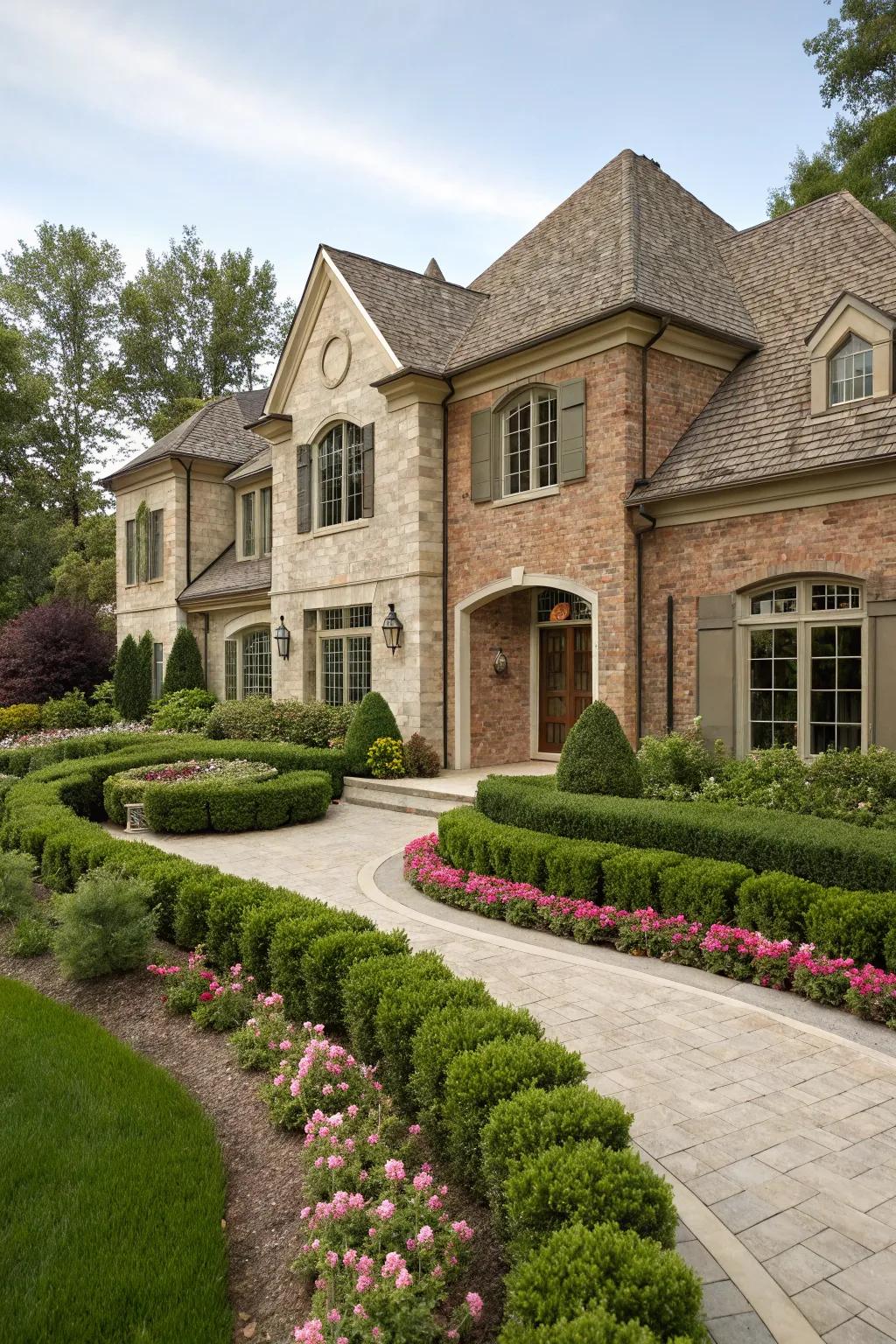 Latte highlights enhance natural brick textures.