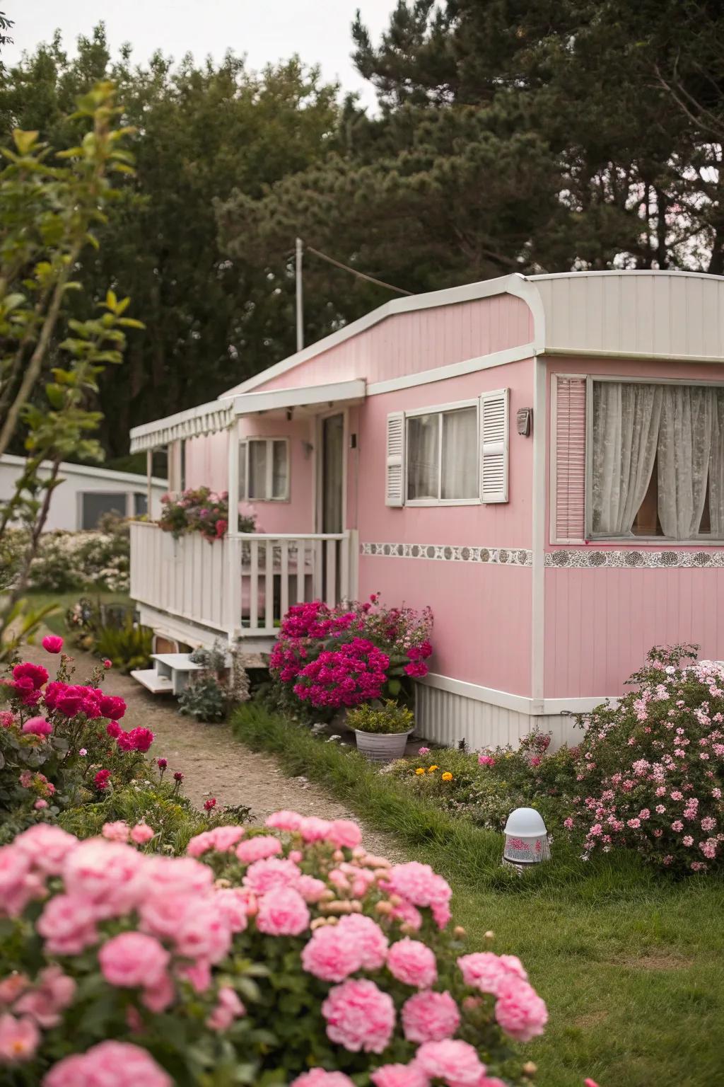 Soft pink adds a whimsical and playful touch.