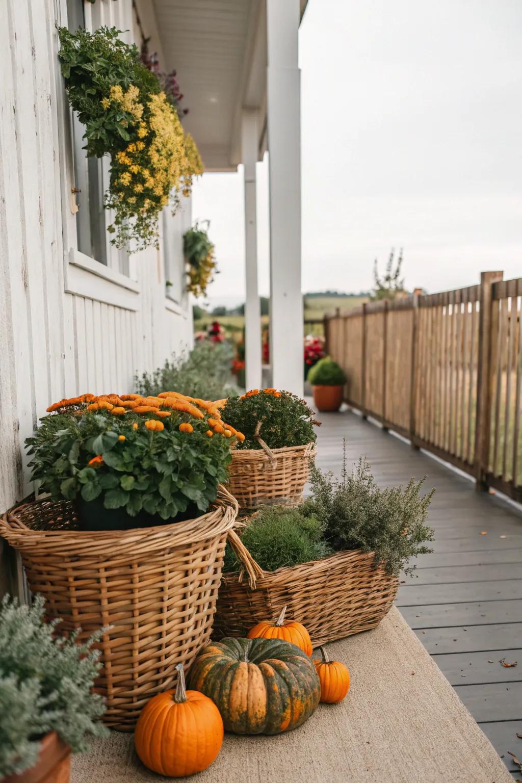 Wicker braids convey countryside allure and natural composition to your veranda aesthetic.