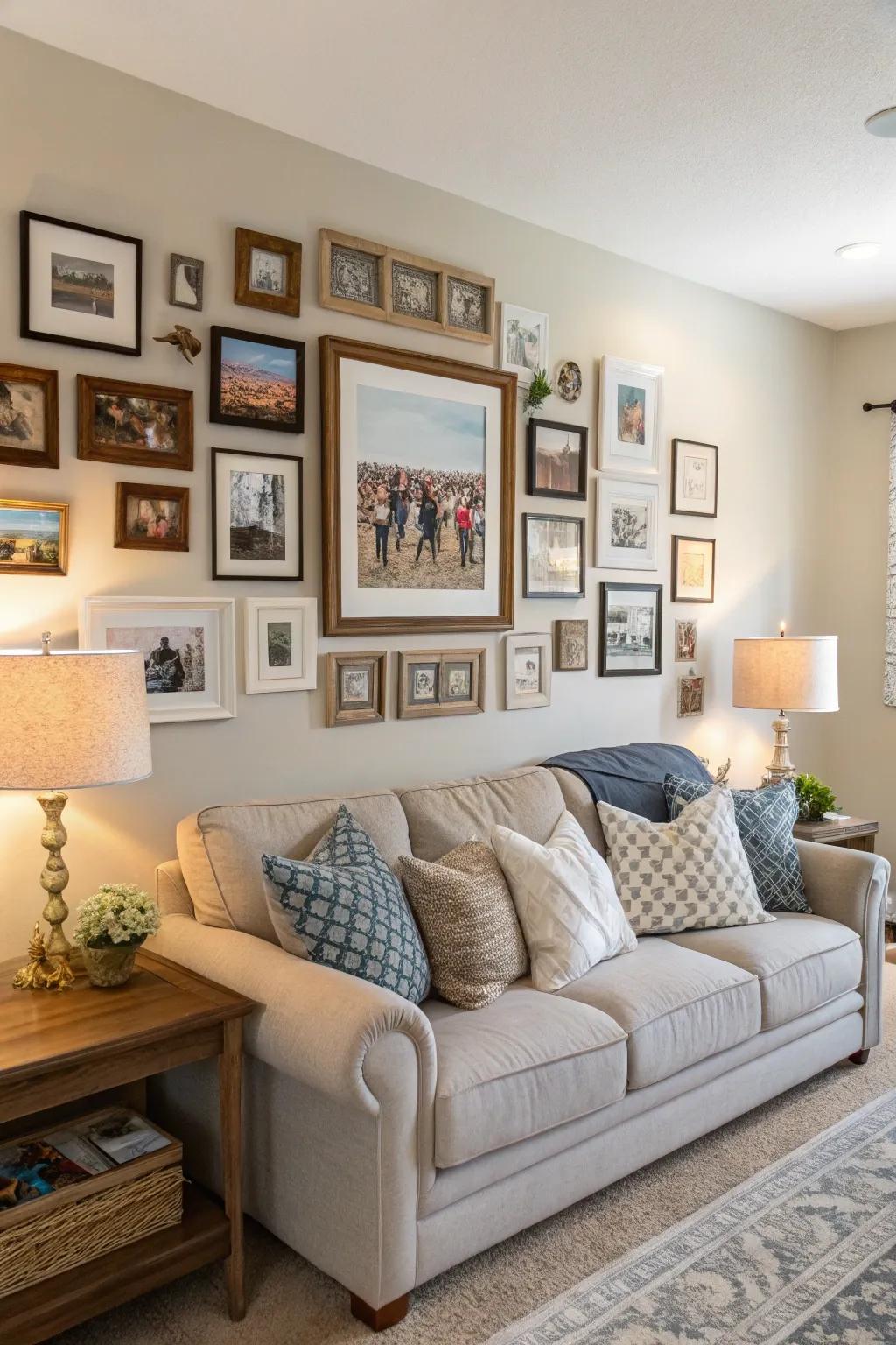 Eclectic mixes add character to family walls.