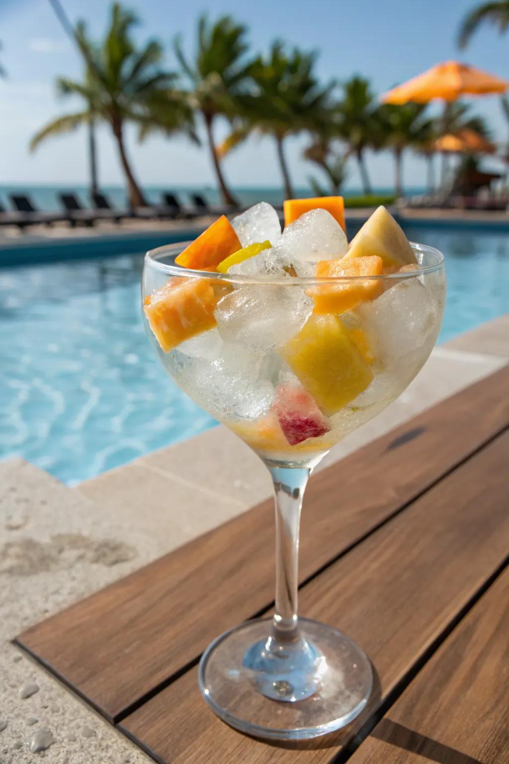 Tropical fruit ice for a beachy atmosphere.
