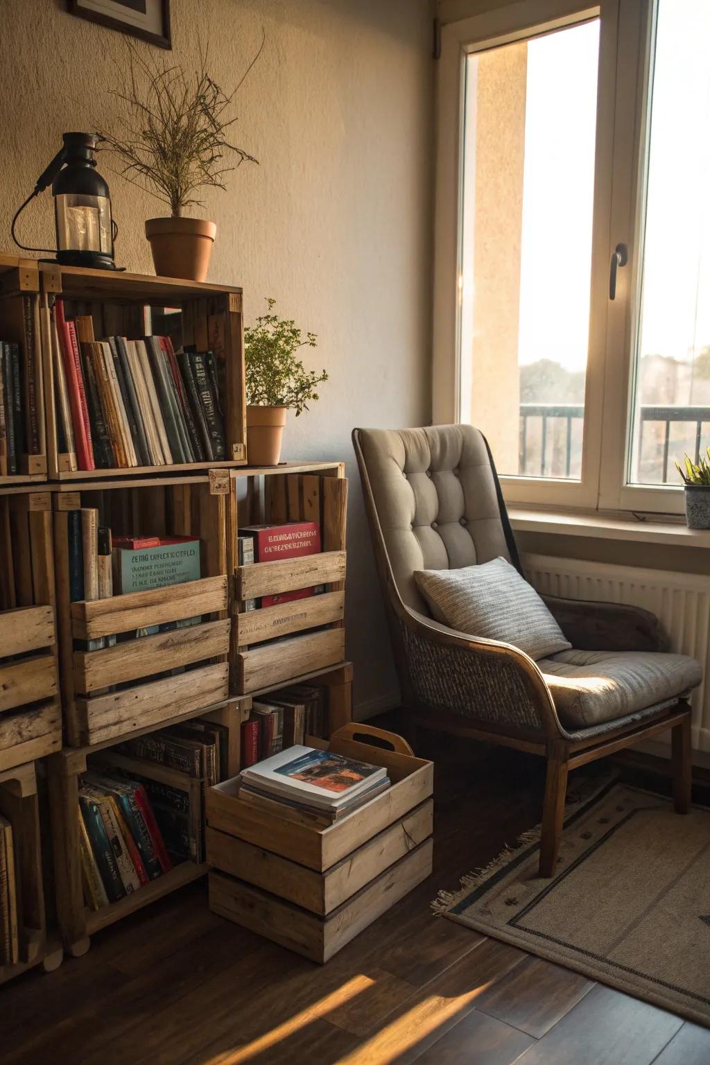 Design a book lover&rsquo;s haven using box shelves.