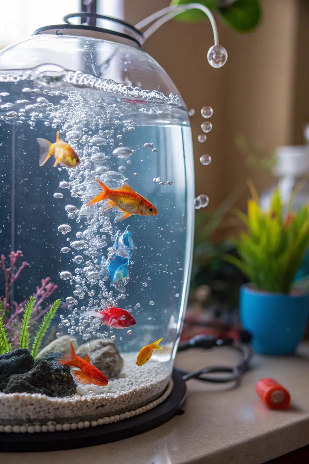 An aquarium showcasing dynamic interactive features