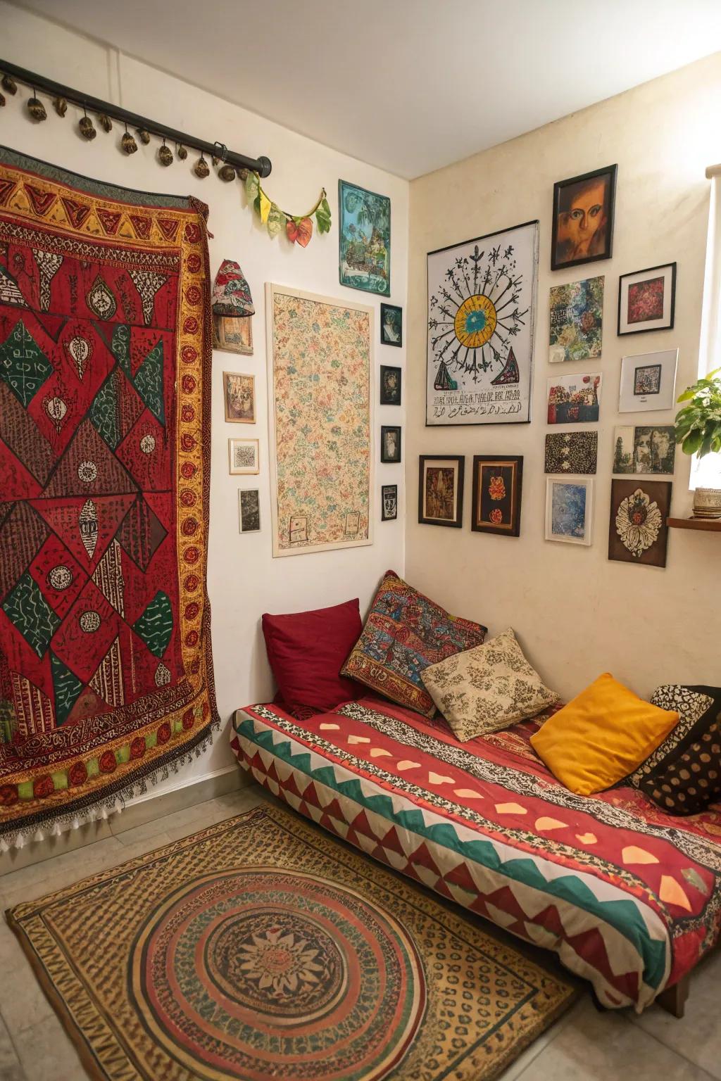 Bold patterns can add style to a compact space.