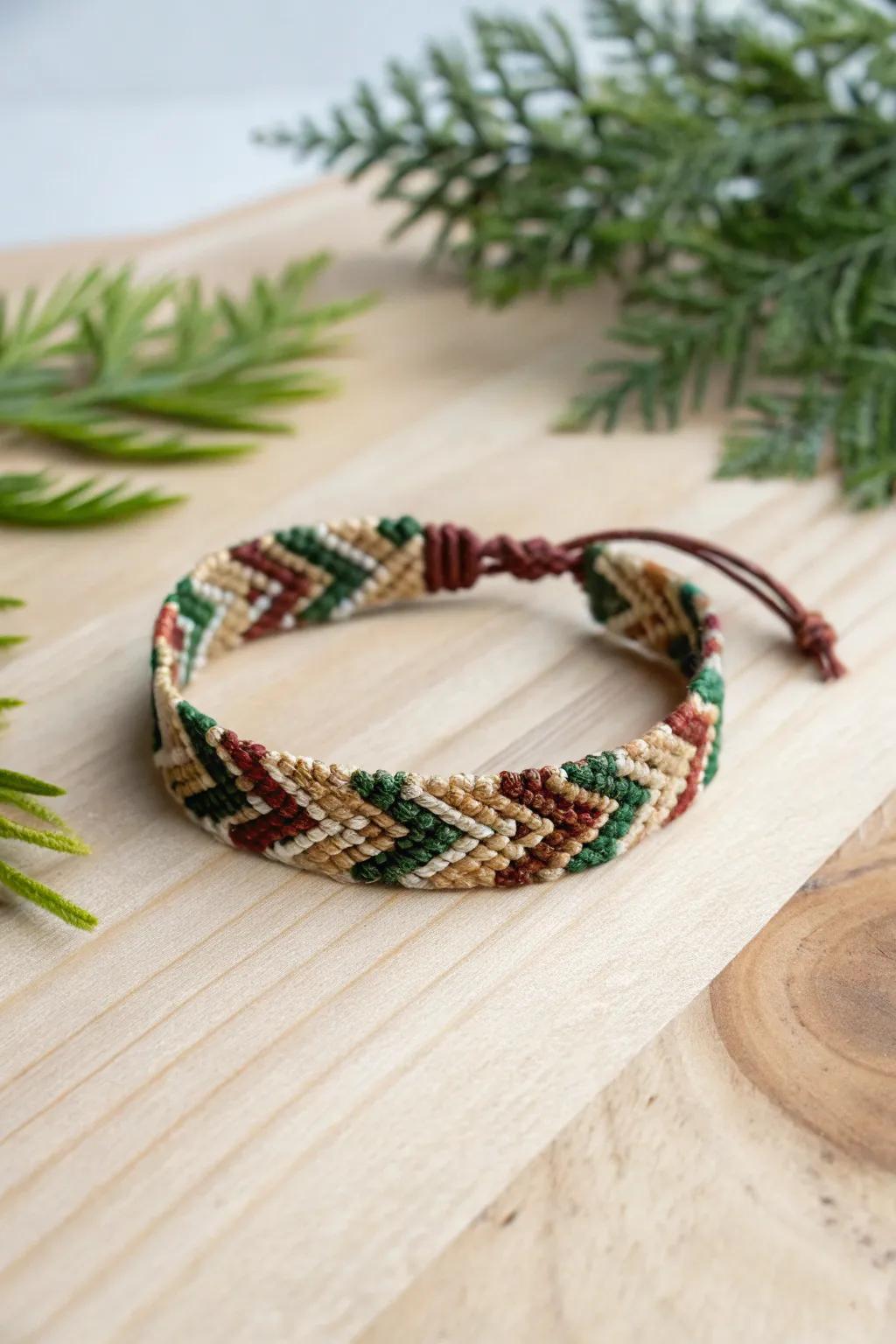 Capture the essence of nature with this beautifully crafted friendship bracelet, reflecting the charm of the great outdoors.