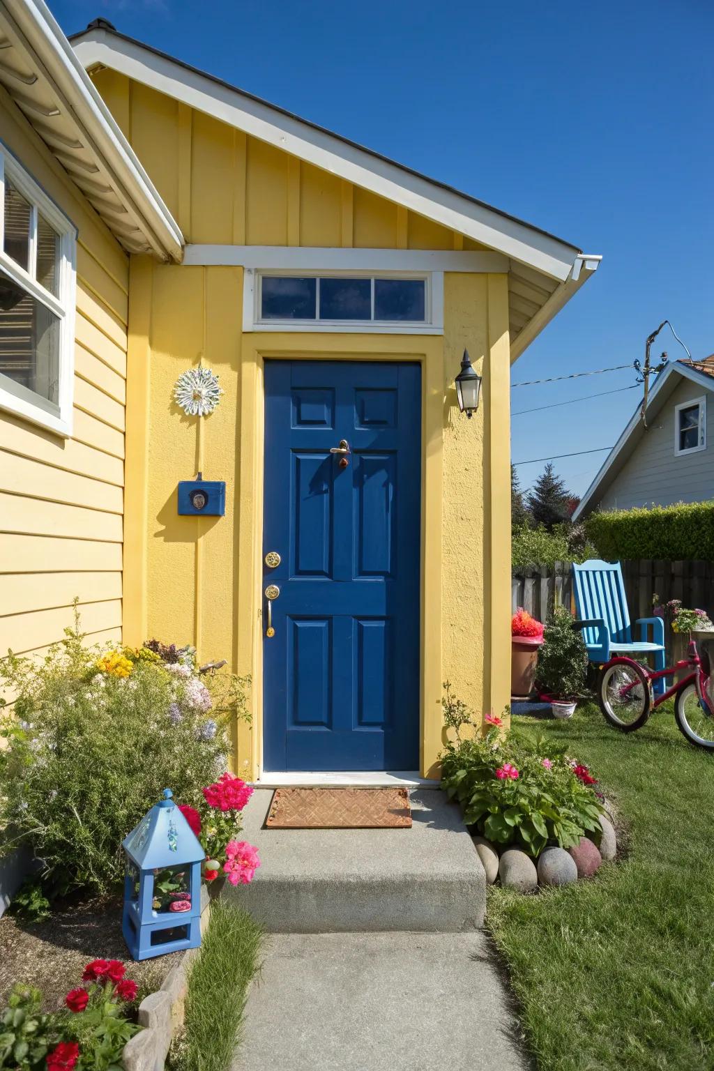 Fun contrasting colors create a cheerful, unique entrance.