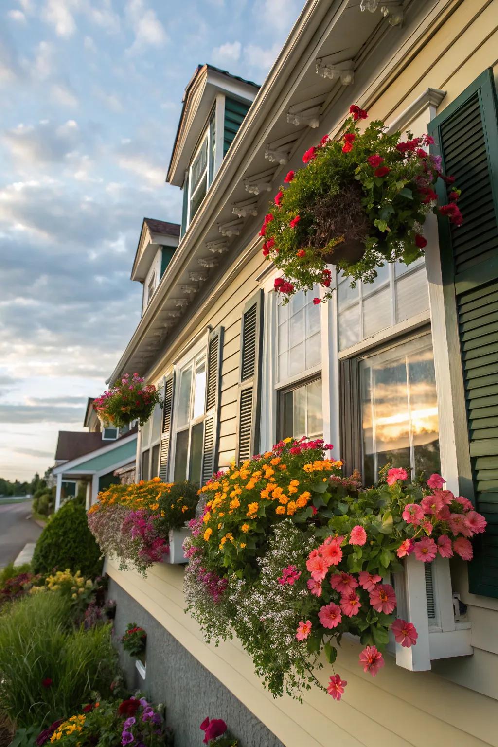 Window showcases, infusing color and charm into your home's façade.