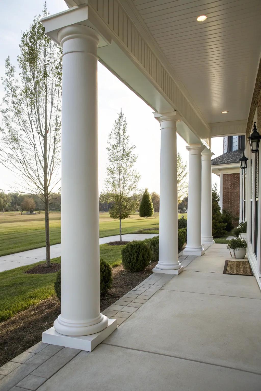 Plastic wraps deliver a strong and refined look for porch columns.