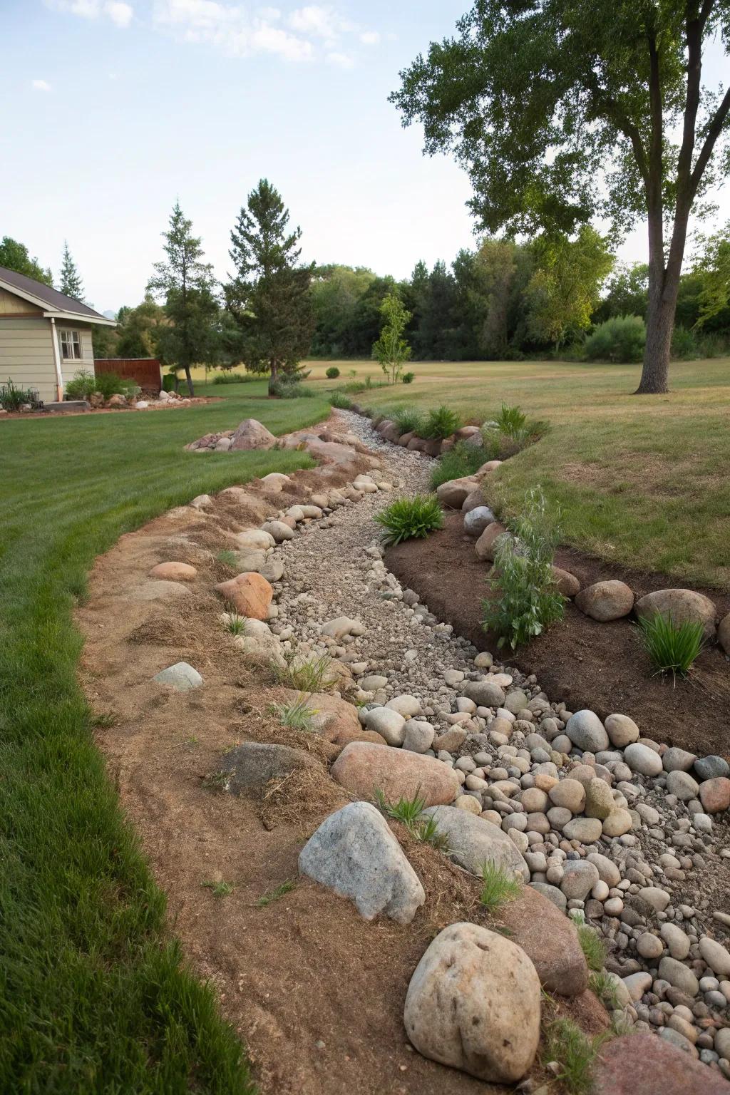 A gravel creek bed infuses a hint of nature’s grace.