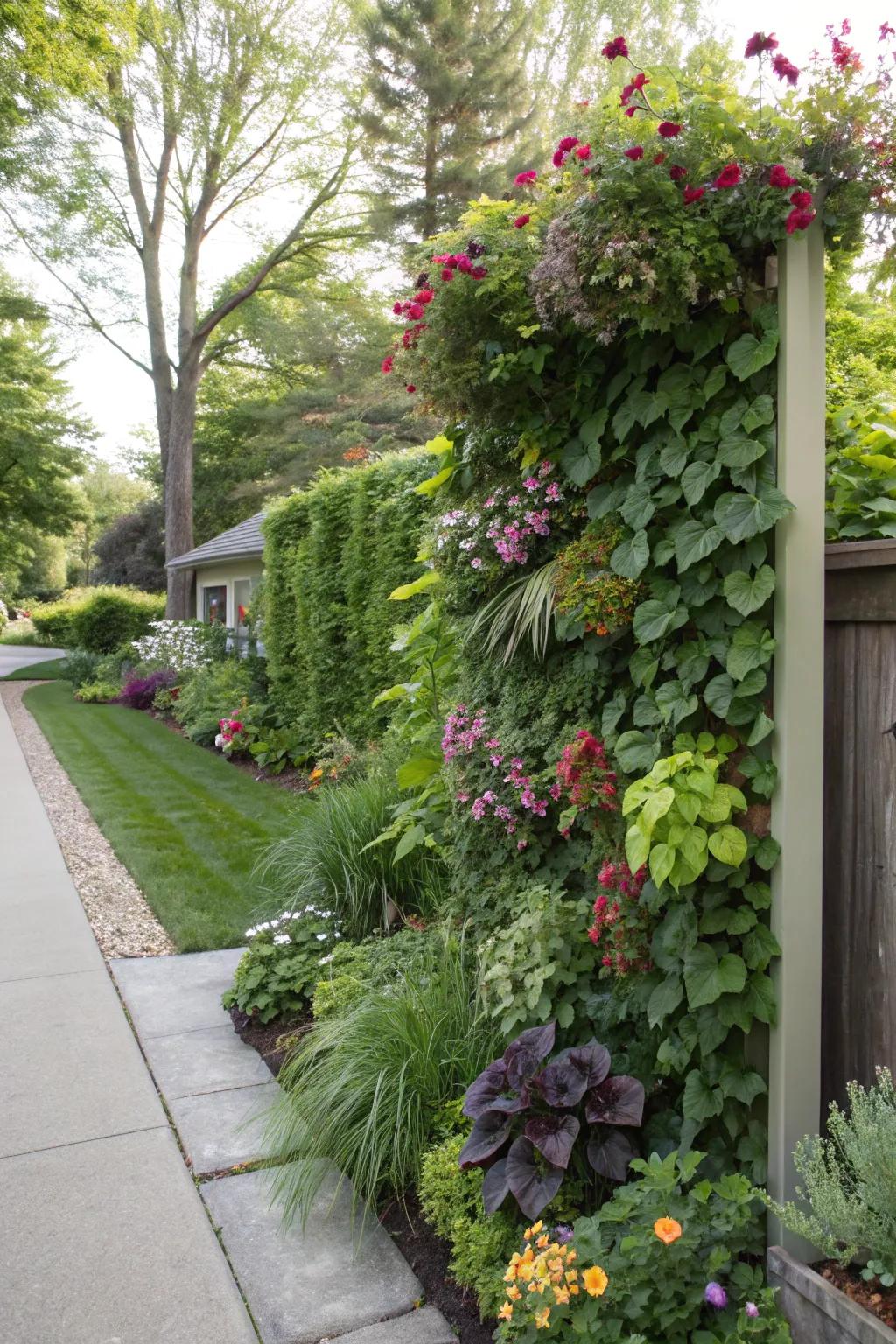 Upright gardens maximize space while delivering privacy and greenery.