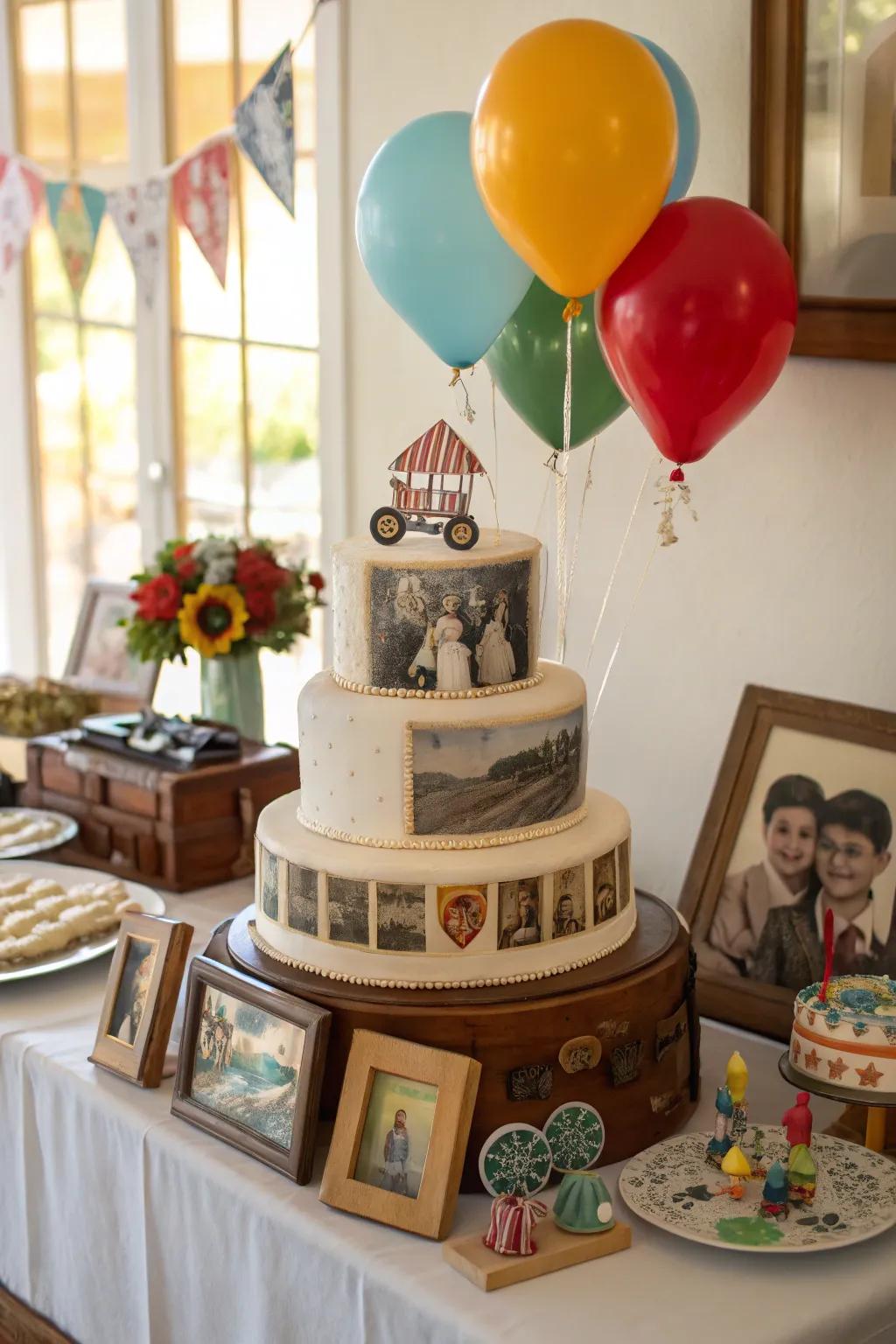 Embark on a sweet amble along memory lane, courtesy of this photo cake!