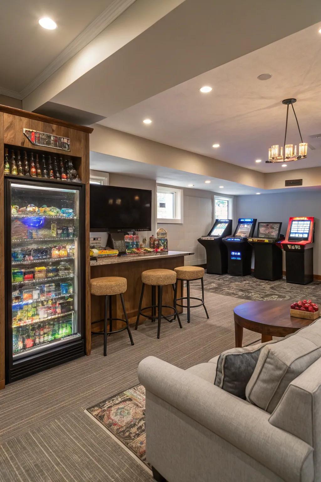 A flexible game room created for diverse activities.