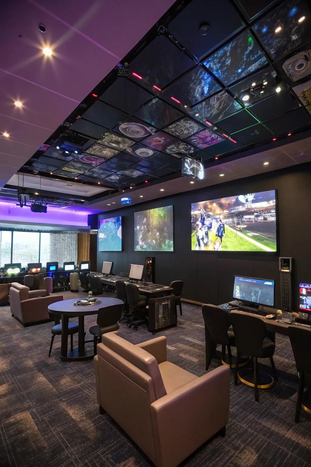 Interactive displays establish a captivating ceiling focal point.