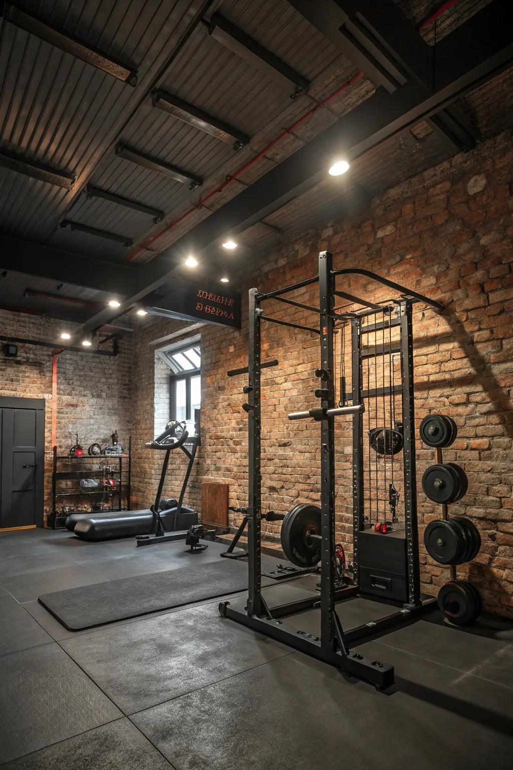 Textured walls add depth and a factory vibe to your gym.