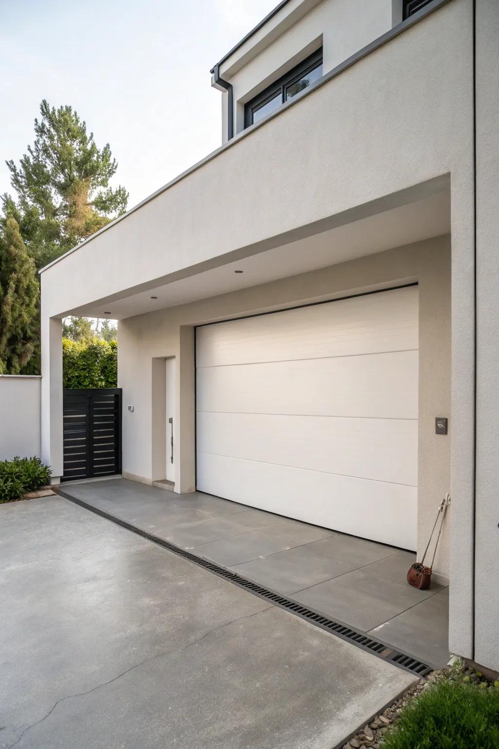 A minimalist contemporary garage featuring refined, uncluttered lines.