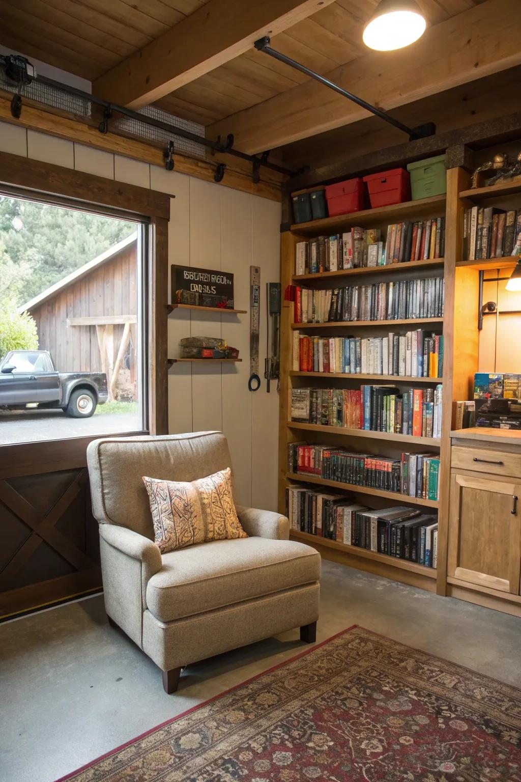 An intimate reading corner for tranquil moments inside your personal hideaway.